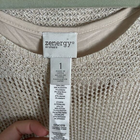 Zenergy Crochet Dress Linen Blend Sparkly size 1 Medium - Picture 6 of 9